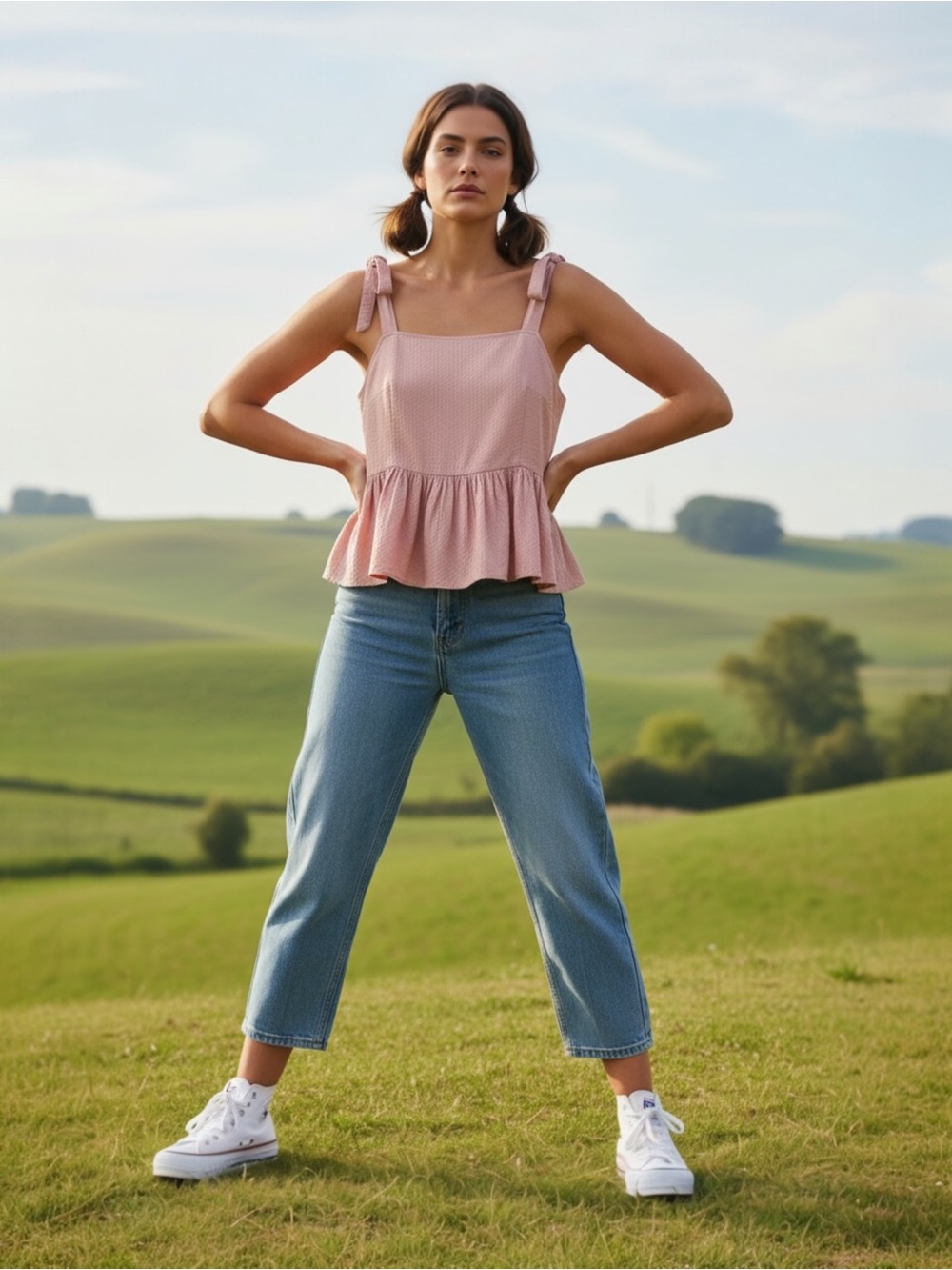 Madewell Women’s Tie-Shoulder Peplum Tank Top - Blush Pink